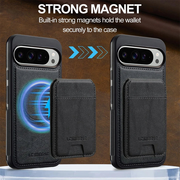 Magnetic Leather Case with Wallet For Pixel Series