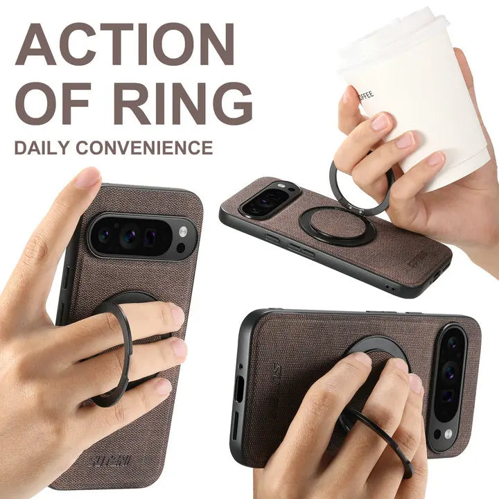 Leather Magnetic Ring Stand Case