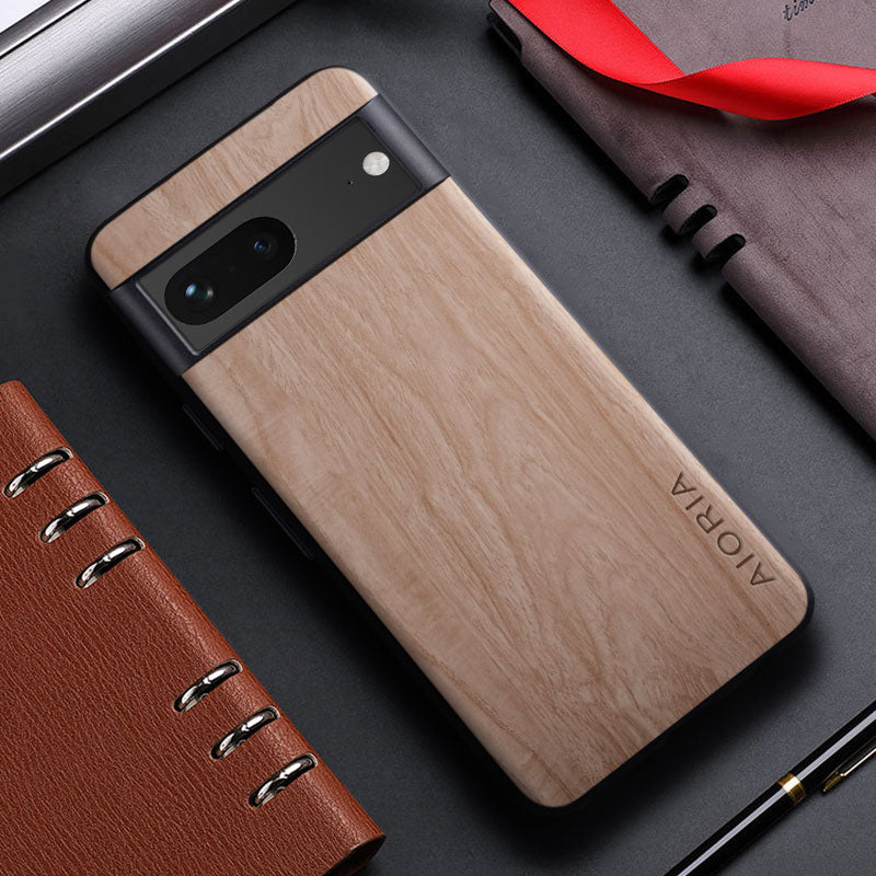スマートフォン本体 Google Pixel 7 Pro + Case Bamboo Wood Pattern Leather Phone Case For Google Pixel 7 Pro