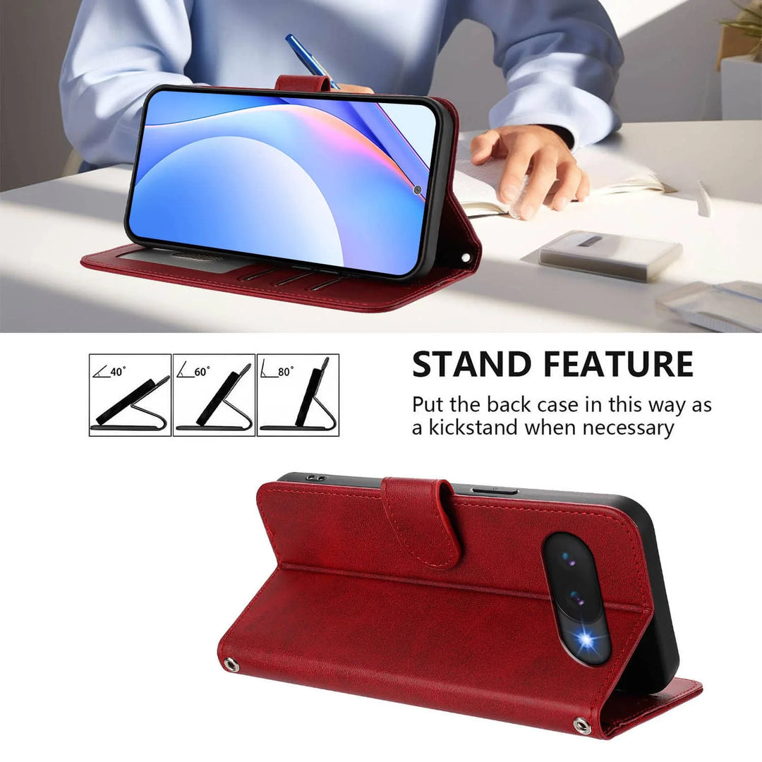 Leather Wallet Case with Strap For Pixel 10a