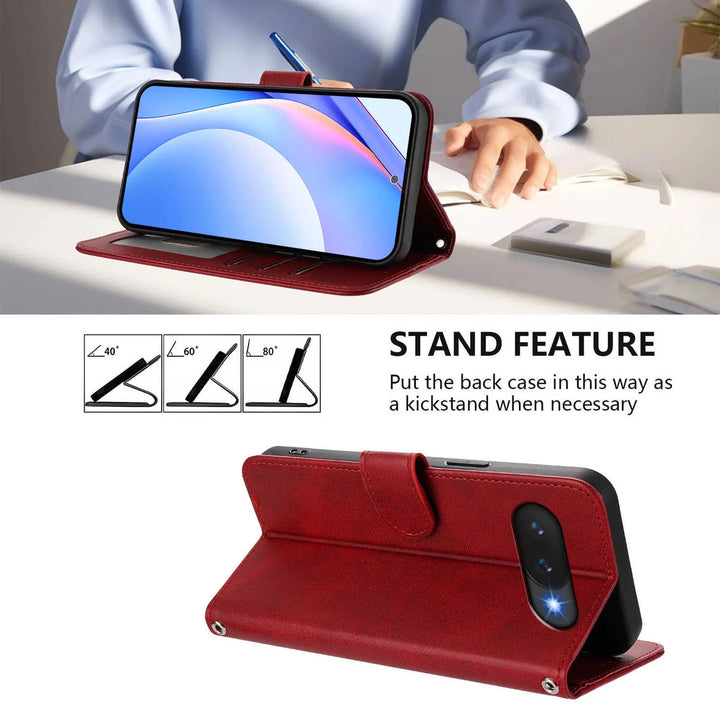 Leather Wallet Case with Strap For Pixel 10a