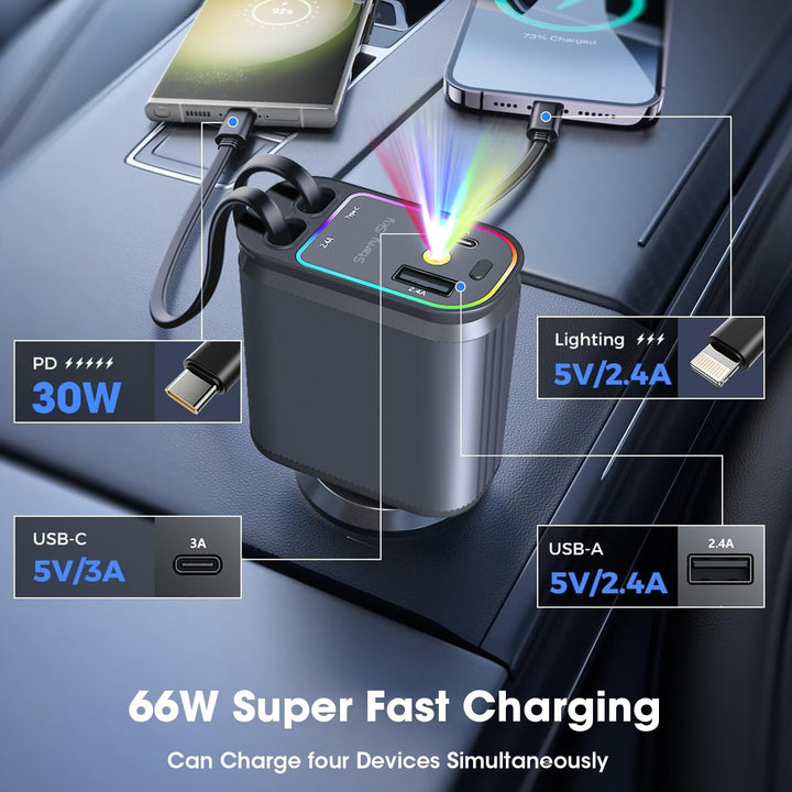 5 in 1 Retractable Car Charger